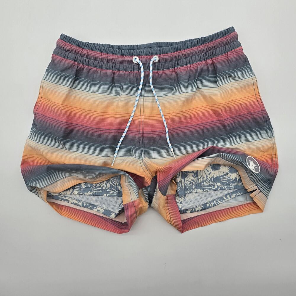 Chubbies Swim Trunks Mens Orange Malibu Stripe Shorts Boxer Liner